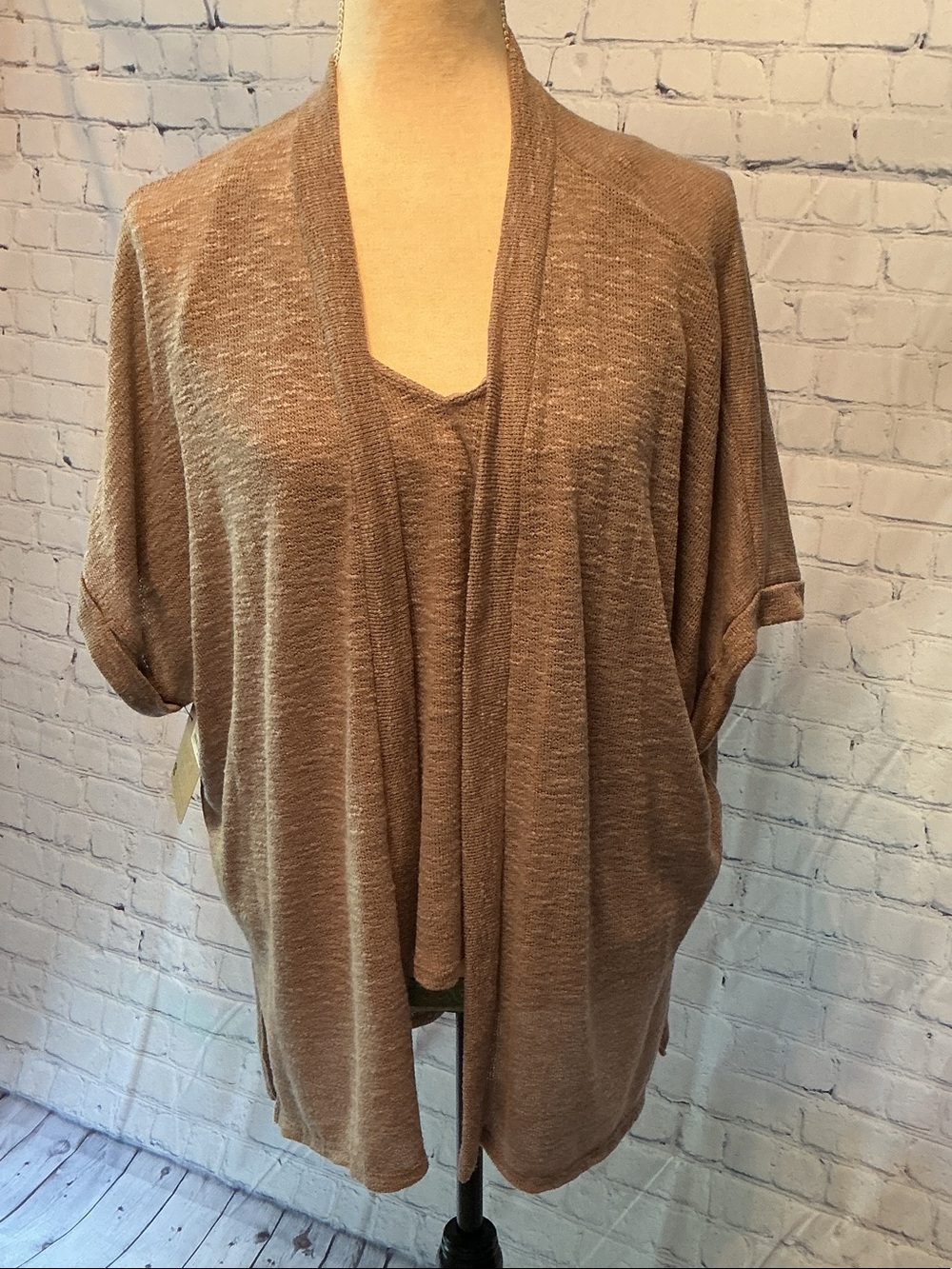 Cherish Taupe Open-Front Lightweight Women's Cardigan